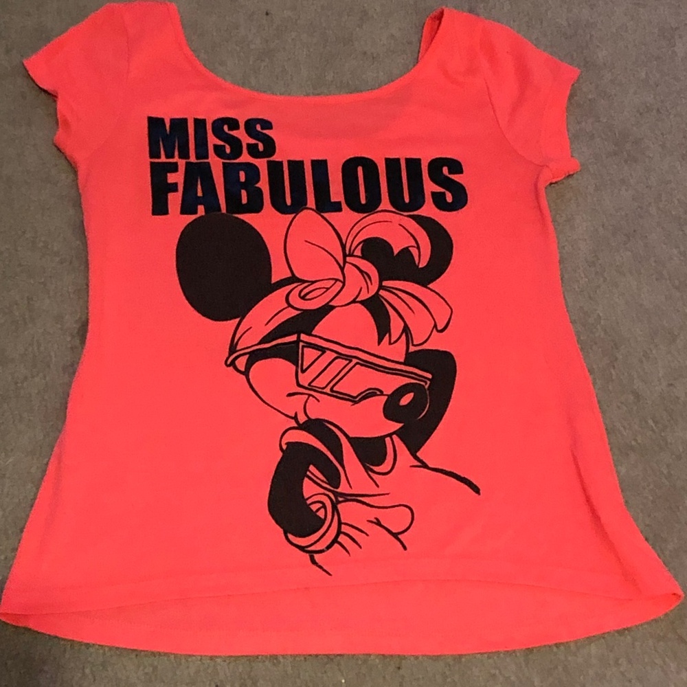 Cute funny Disney Logo Statement T-shirt Minnie Mouse "Miss Fabulous" Hot Pink